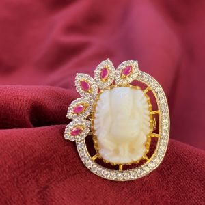 Gold White Coral Ring