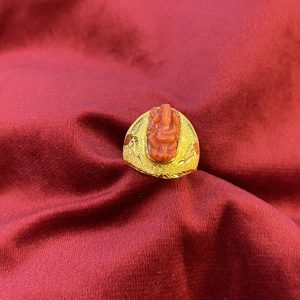 Gold Men's Red Ganesh Ring
