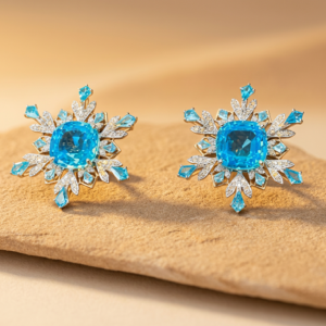 Diamond Aquamarine Eartop