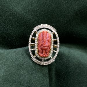 Diamond Red Coral Ring