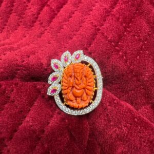 Gold red Coral Ring